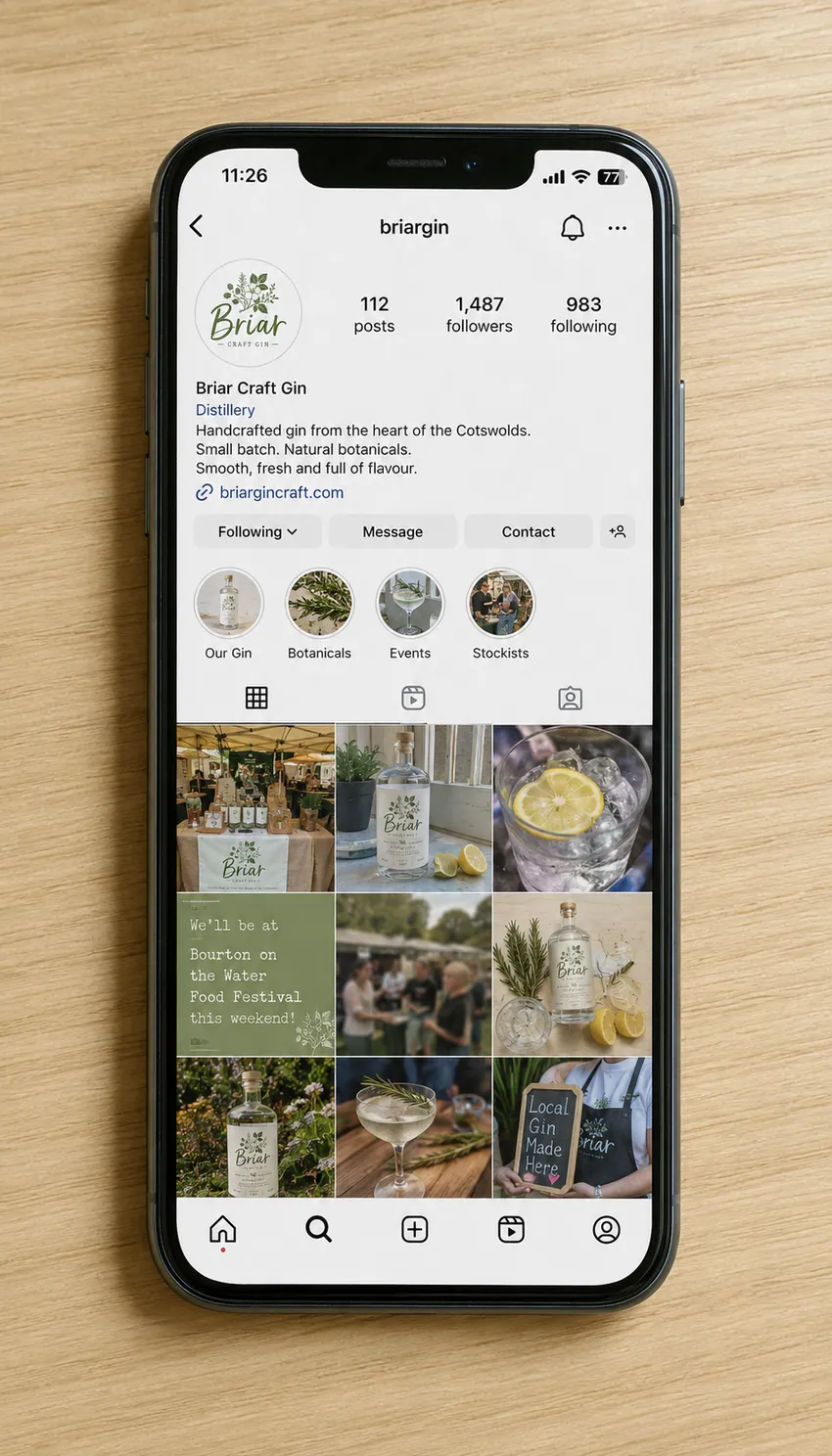 The Briar Instagram profile before: bright, busy, festival photography